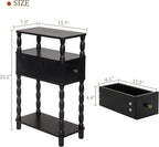 MaxSmeo Black Narrow Side Table, Narrow End Table with Storage, Skinny Small Nightstand with Drawer for Bedroom, Living Room, Small Spaces (Black)
