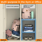 LIDTOP Locker Shelf Blue, Adjustable Width and Height, Metal Locker Organizer Shelf School, Stackable Locker Storage Organization, Ideal Locker Fits Standard Size School, Office, and Gym Lockers