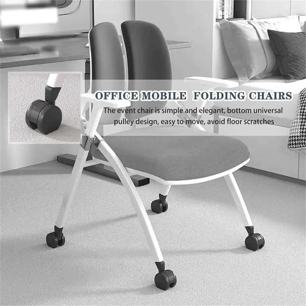 Ergonomic Folding Office Chair with Wheels Portable Study Conference Training Chair for Home Office Compact Lightweigh