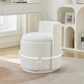 WUTUTUEE Velvet Vanity Chair with Storage, 360° Swivel Makeup Chair with Wave Back, No Assembly Small Accent Stool for Bedroom, Dressing, Living Room, White