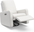 Graco Teddi Power Recliner Swivel Glider, Electronic Power Recline, Oeko-TEX 100 Certified, USB-A & USB-C Charger, Premium Cushioning & Comfort – (Ivory Basketweave)