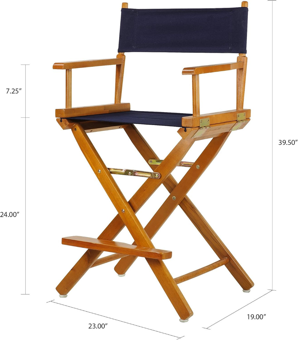 Casual Home 24" Director's Chair Honey Oak Frame-with Navy Canvas, Counter Height