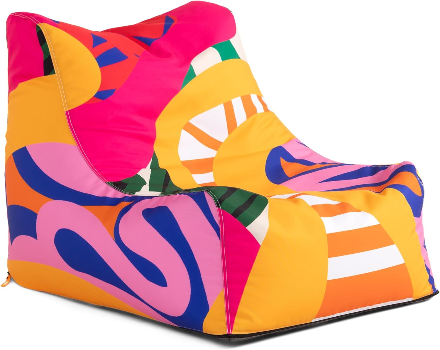 Jaxx Ponce Outdoor Bean Bag Chair - Weather Resistant Patio and Poolside Lounge Seating, Zuri Multicolor Pattern
