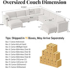 Oversized Modular Sectional Sofa, U Shaped Wide Deep Seat Cloud Couch, Large 9 Seater Modern Chenille Couches for Living Room, No Tool Assembly, Beige