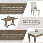 Mirightone Farmhouse Dining Table Set for 6, Dining Table with Bench and Chairs, 6 Piece Kitchen Table Set Solid Wood Dining Room Set with Trestle Table Legs (Natural Wood Wash)