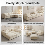 Oversized Cloud Couch Sectional Sofa for Living Room, Modular L Shaped Boneless Chenille Sofa with Chaise Lounge, Deep Seat Convertible Couch, Compressed No Assembly Floor Sofa (White)