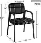 Yaheetech 2 PCS Office Guest Chair Mid Back Leather Reception Chairs Living Room Leisure Chairs with Lumbar Support for Waiting/Conference Room, Black