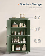 SONGMICS HOME Freestanding Storage Cabinet, Floor Cabinet with Elevated Legs, Metal Handles, for Living Room, Kitchen, Bathroom, Green