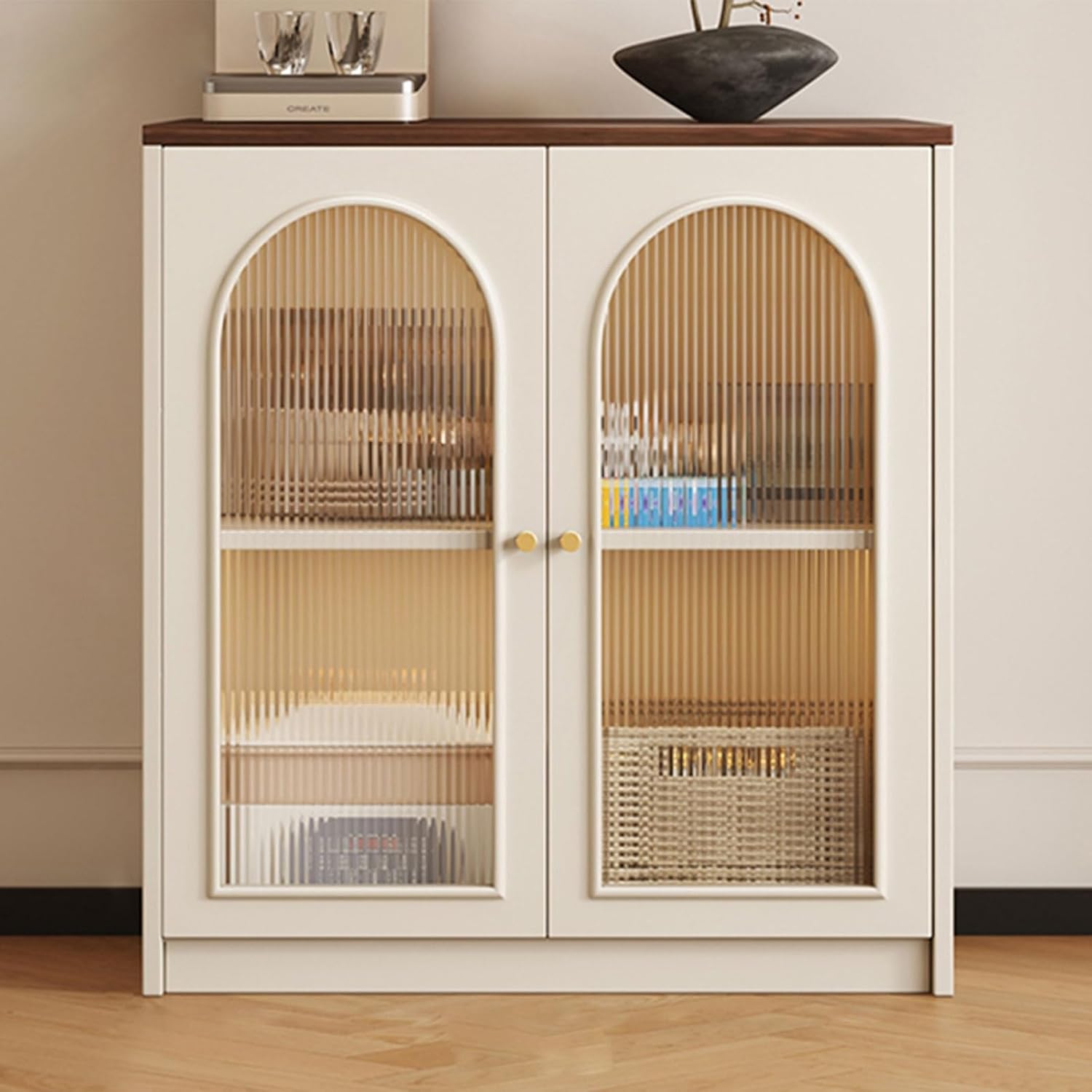 Farmhouse Pantry Cabinet, Modern Hutch with Storage Drawers, Kitchen Pantry Cabinet with Microwave Stand, for Dining Room, Living Room(80cm/31.4in)