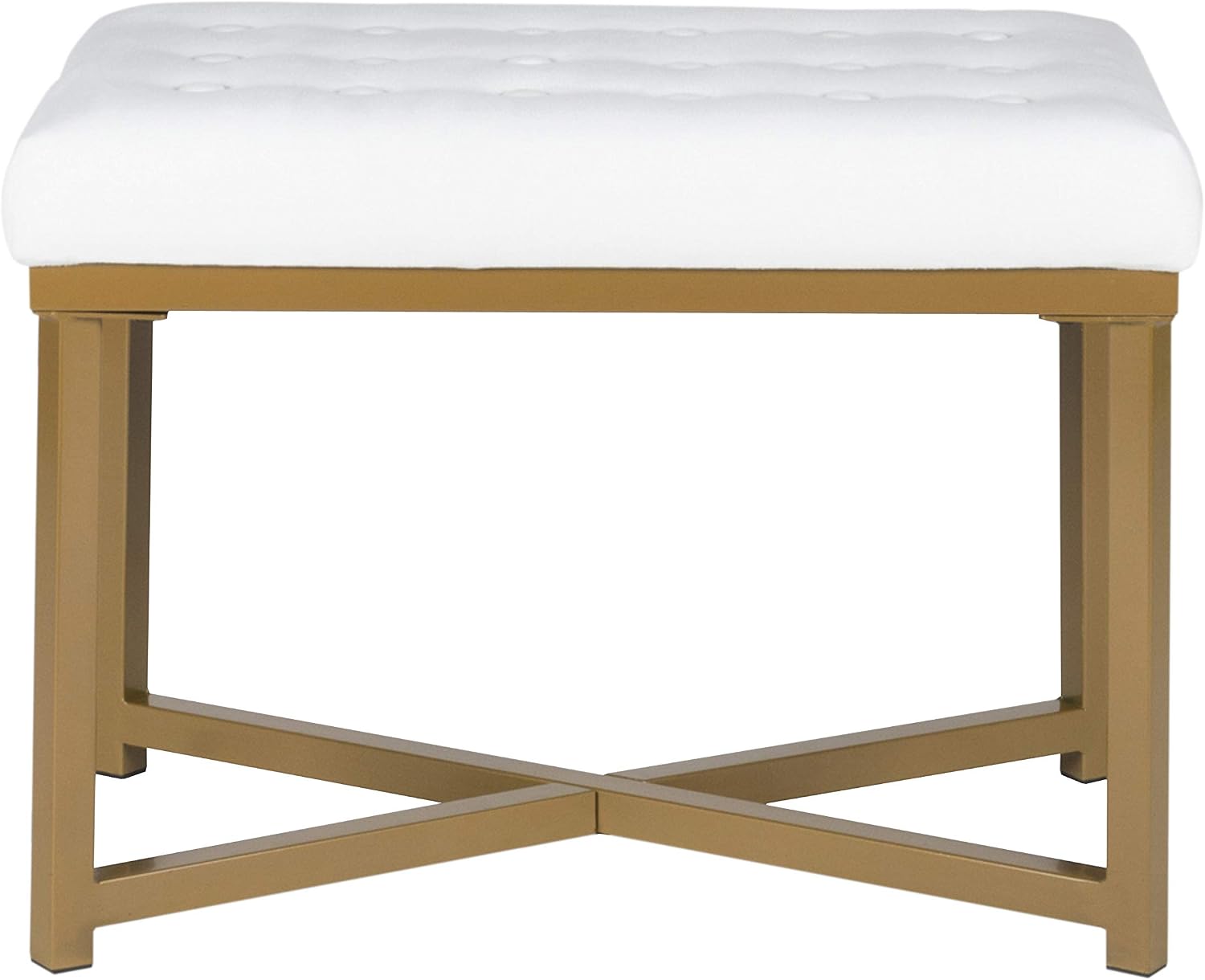 HomePop 24" Tufted Velvet Ottoman Bench - White