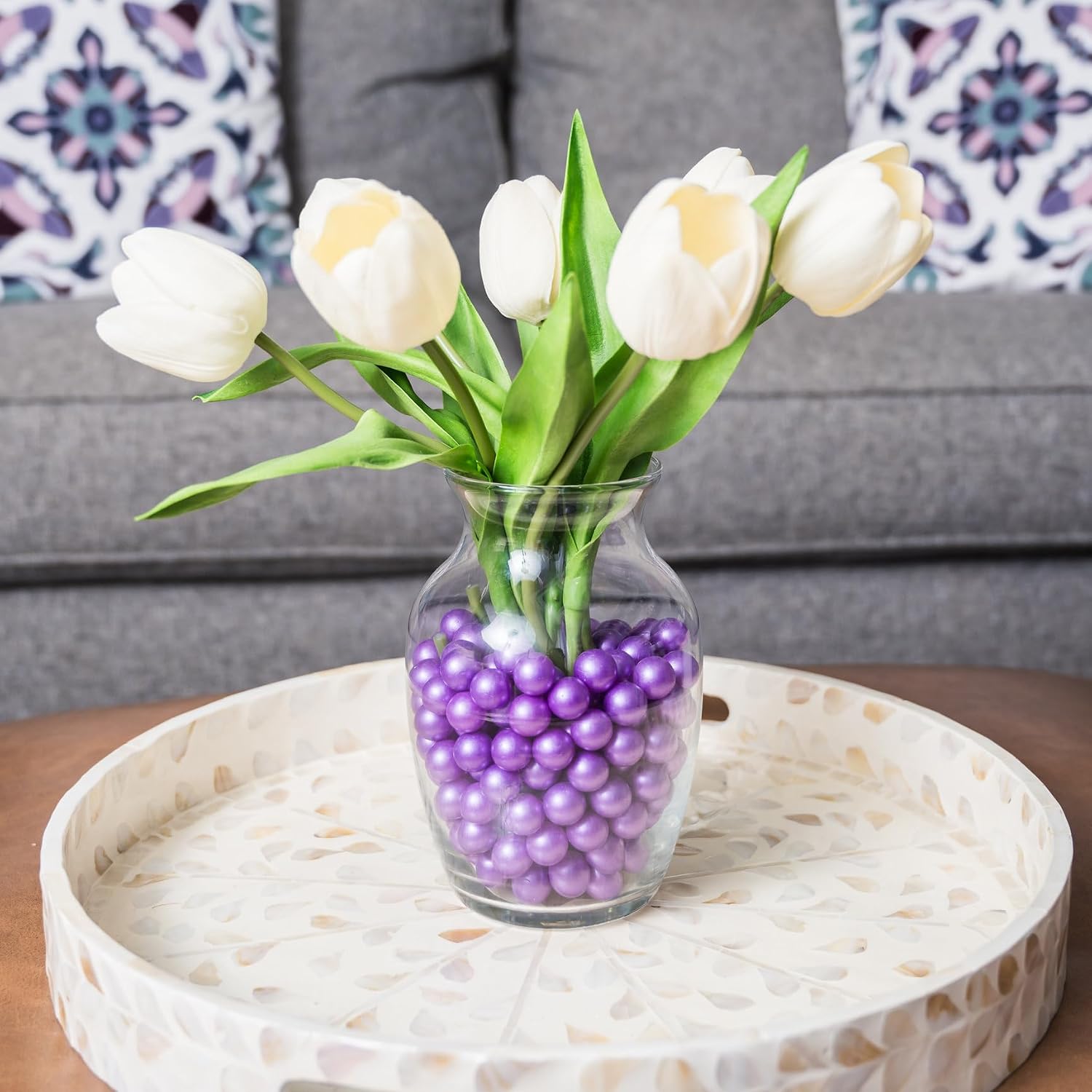 Marbles for Vases | Glass Marbles Bulk Vase Fillers | Glass Beads for Vases, Purple Round Marble 1lb, (Approx. 80 pcs)
