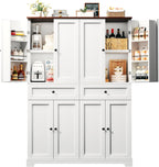 HUAHUU 71" Kitchen Pantry Cabinet with 6 Door Shelves, Tall Pantry Storage Cabinet with 8 Doors & 4 Adjustable Shelves, Modern Kitchen Pantry with 2 Large Drawers for Dining Room, Living Room, White