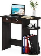 Furinno Go Green 32-Inch Black Computer Desk, Office Desk with 2 Side Shelves and Storage Bins, Rectangular Home Office Desk, Gaming Desk for Home Office, Bedroom, Study Room, Black Espresso