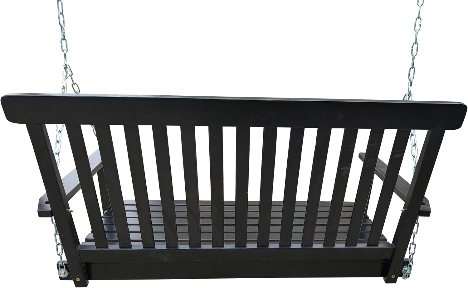 Front Porch Swing with Armrests, Wood Bench Swing with Hanging,for Outdoor Patio,Garden Yard, Porch, Backyard, or sunroom,Easy to Assemble (Black)