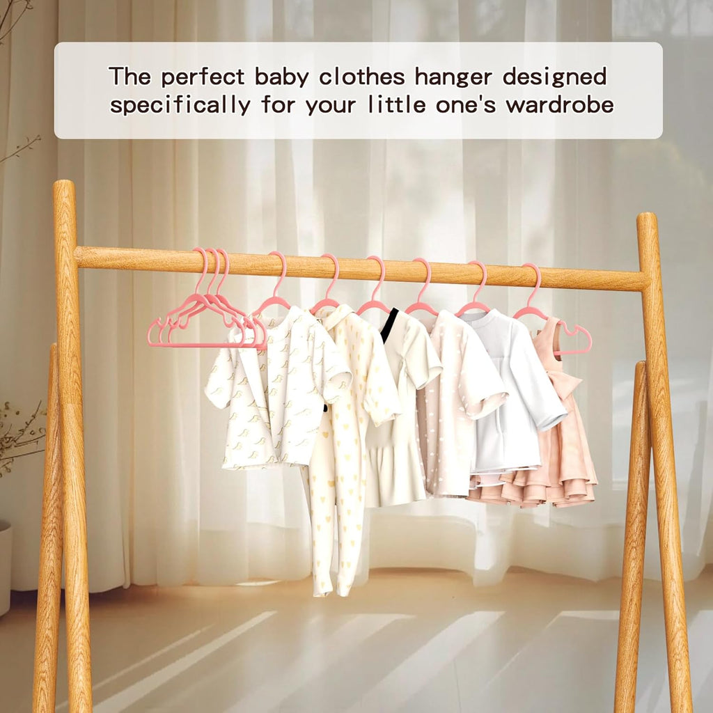60 Pack Baby Plastic Hangers,12.83" Ultra-Thin,Non-Slip Hangers for Children. Ideal for Closets and Nurseries.Designed for Newborns and Children's Clothing,Including Trousers,Coat,Dresses.(Pink)