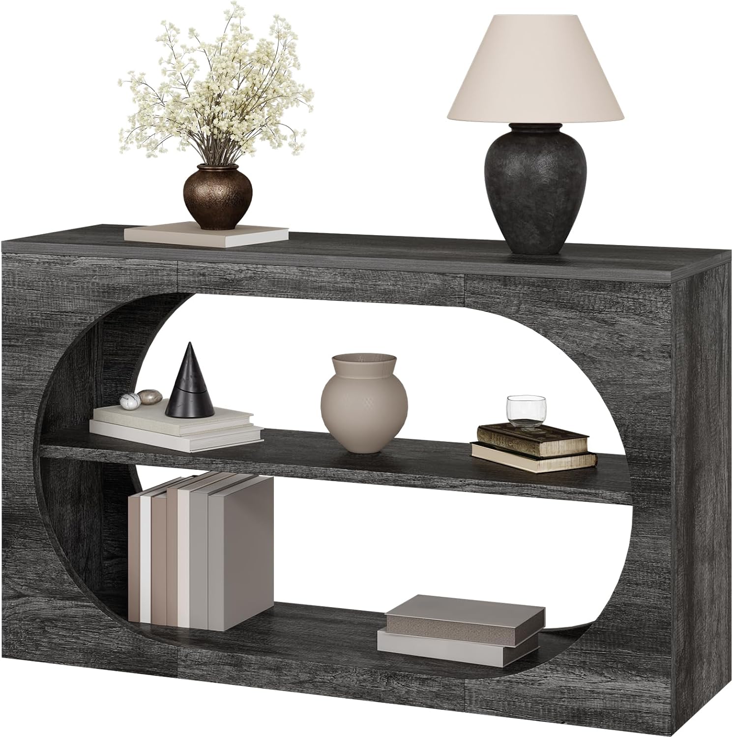 Console Table, 55-Inch Entryway Tables 3-Tier Wood Narrow Sofa Tables for Living Room Foyer Table for Entryway, Hallway, Entrance