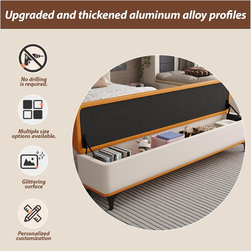 Modern Bedroom Bench with Storage Space, Hallway Seat Chest with Shoe Rack, Ultra-Narrow Gap — Slim Entryway, Living Room, and Shoe-Changing(B,80 * 35 * 45cm/31.5 * 13.8 * 17.7in)