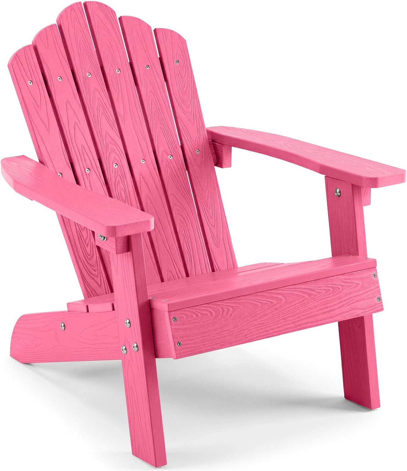 Costzon Kids Adirondack Chair, All-Weather HIPS Toddler Outdoor Chair, Wooden Textured Plastic Fire Pit Chair, Kids Patio Chair for Backyard Lawn Garden, Fits Children Age 3-7 Years (1, Pink)