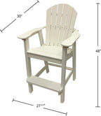 Phat Tommy Recycled Poly Resin Balcony Chair Settee | Durable and Eco-Friendly Adirondack Armchair and Removable Side Table | This Patio Furniture is Great for Your Lawn, Garden, Swimming Pool, Deck.