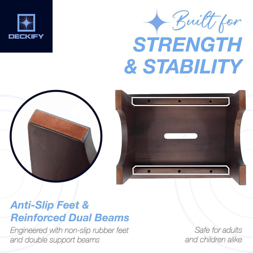 Premium Wooden Step Stool for Adults, Small Acacia Wood Stepping Stool, Non-Slip 1-Step Bedside Stool for Bed & Bathroom, 600 lbs, Portable — 3.5 Inch