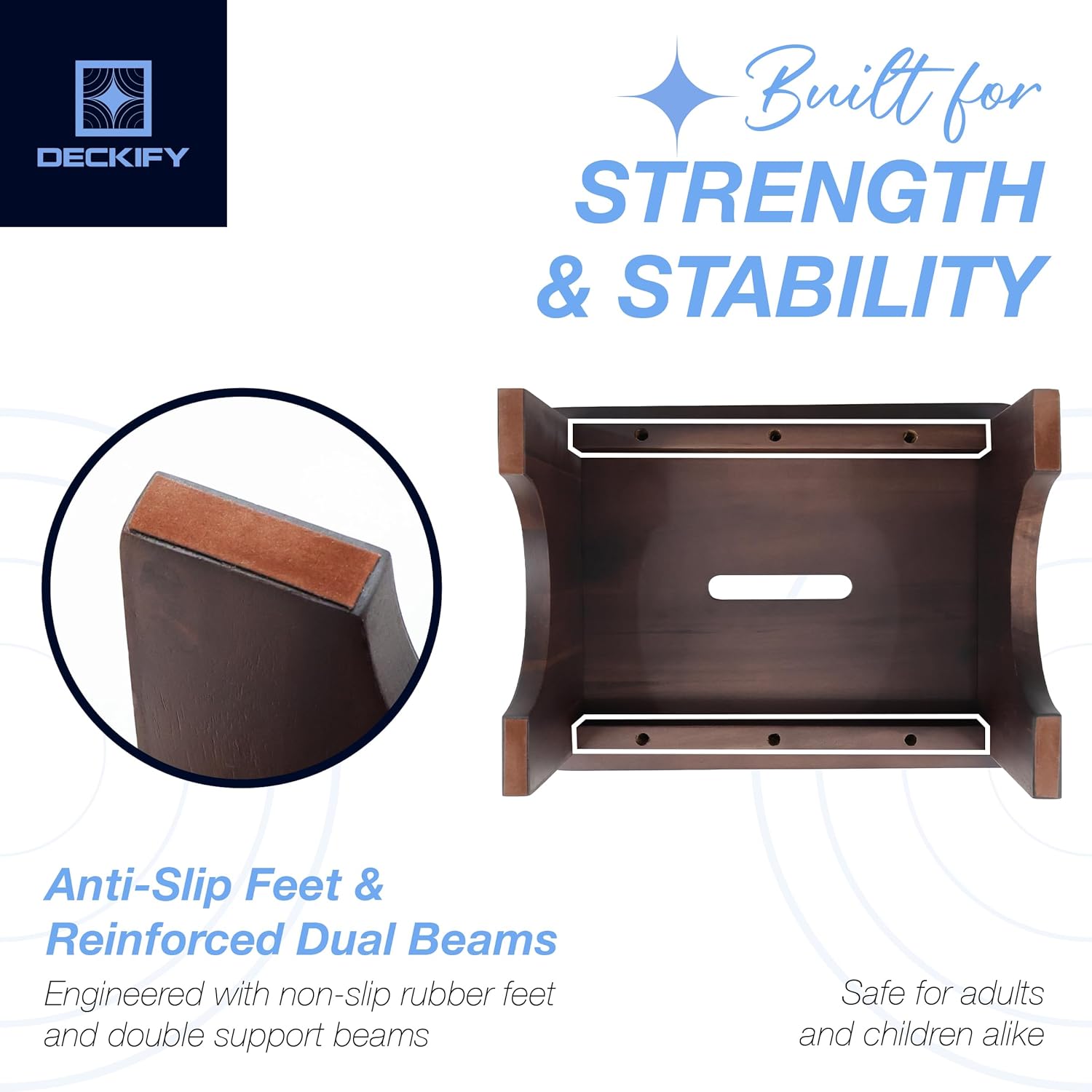 Premium Wooden Step Stool for Adults, Small Acacia Wood Stepping Stool, Non-Slip 1-Step Bedside Stool for Bed & Bathroom, 600 lbs, Portable — 3.5 Inch