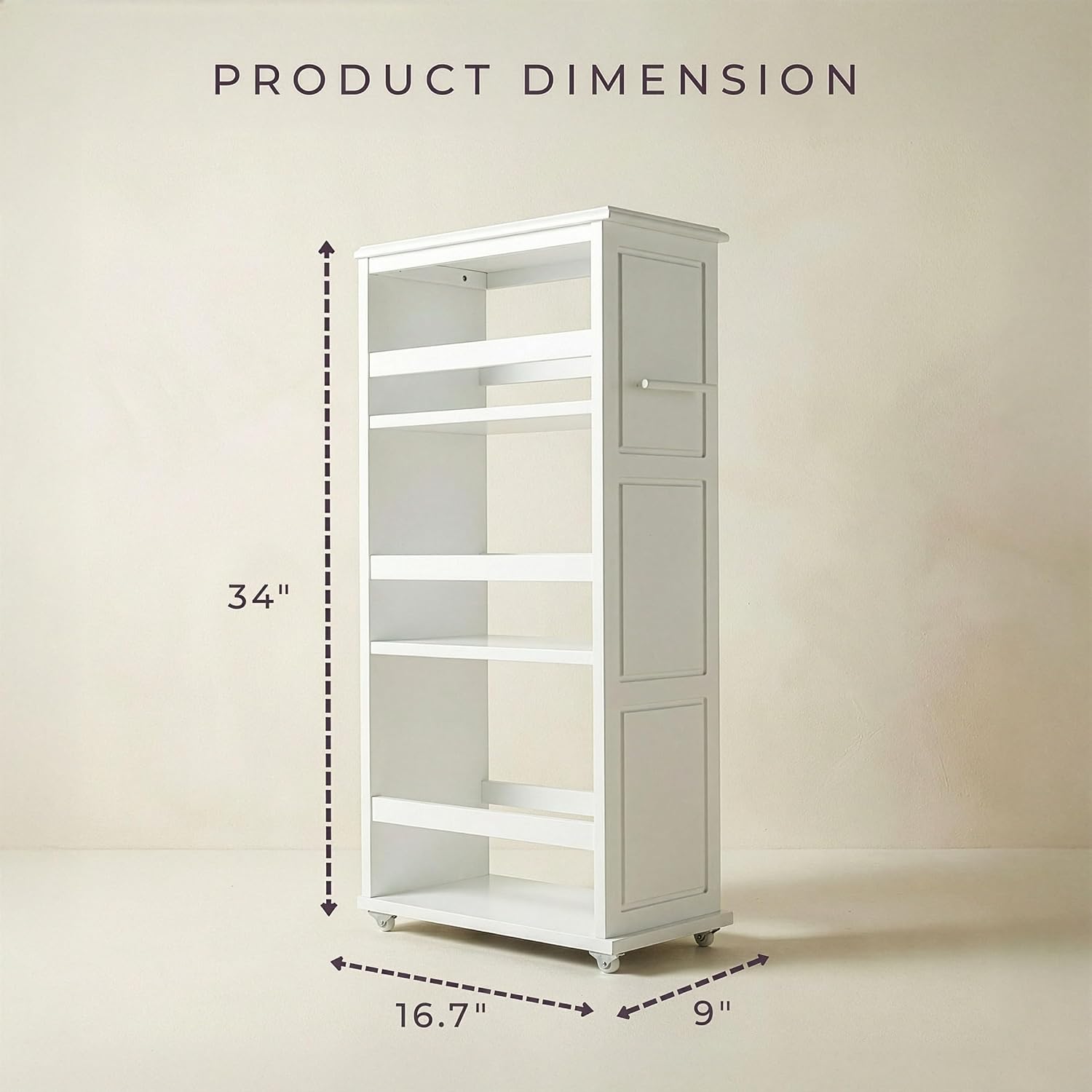 Lavish Home 3-Tier Slim Rolling Storage Cart - 16.7” x 9” Narrow Rolling Cart with Handle and Wheels for Bathroom, Laundry Room, and Kitchen Organization - Pull-Out Home Organizers (White)