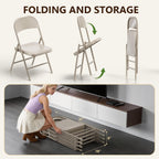 4 Pack Folding Chairs, Heavy Duty Metal Foldable Chairs, Indoor Outdoor Lightweight Folding Chair, Event Chair for Wedding Party Banquet Church, Folding Dining Chair Load Capacity 360Lbs (Khaki)