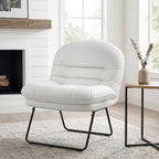 Saucer Chair, Small Foldable Chair, Folding Lounge & Floor Chairs with 6-Position Adjustable Backrest, PU Leather, for Adults, for Living Room, Bedroom, Dorm & Gaming, Beige
