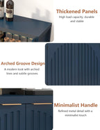 58" Modern Fluted Sideboard Buffet Cabinet with Storage, Modern Credenza with Arched Doors, Coffee Bar Table, Wood Media TV Console Table Credenza for Living Room Hallway Entryway (Blue)