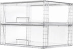 Vtopmart 2 Pack Large Stackable Storage Drawers,Easily Assemble Clear Acrylic Bathroom Closet Undersink Organizers,Plastic Storage Bins for Cabinet,Kitchen Pantry,Medicine Organization