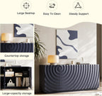 59" Buffet Cabinet with Storage, Sideboard Buffet Cabinet, 4 Doors Modern Accent Storage Sideboard with Spiral Grain, Luxurious Floor Cabinets Buffet with Freestanding Anti Dumping (Navy Blue)