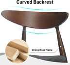 Solid Rubberwood Dining Chairs Set of 4, Mid-Century Modern Chair with Ergonomic Curved Backrest, Walnut Frame and Black Polyurethane Foam Padded Seat