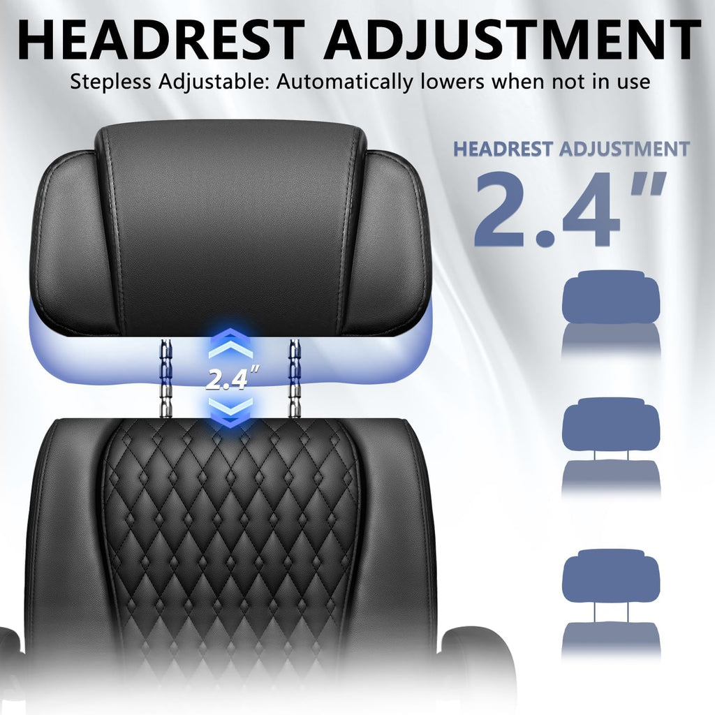 Office Chair with Foot Rest 400lbs, High Back Leather Office Chair Big and Tall, Heavy Duty Ergonomic Executive Desk Chair for Home Office, Black
