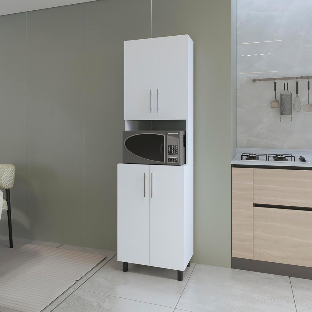 22.2" D*13.2" W*70.86" H Freestanding Kitchen Pantry with 2 Shelves, 2 Double Doors, Rectangular Storage Cabinet, Modern Minimalist, for Living Room, Dining Room, White