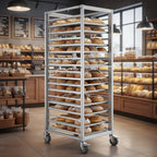 Bun Pan Rack,18 Tier Aluminum Commercial Bakery Racks with 4 Wheels, Home Commercial Kitchen Bakery Cooling Rack for Restaurant Cafeteria Pizzeria, 18.5" W x 24.6" Lx 70" H