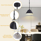 11 Inch Black Pendant Lights Kitchen Island, Modern Farmhouse Light Fixtures with Cone Shade, Adjustable Vintage Industrial Pendant Light for Foyer Hallway Bedroom Dining Room Bar Barn