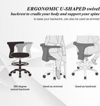Ergonomic Home Office Desk Chair - Adjustable Task Chair with Lumbar Support, Foot Ring and Rolling casters for Computer,Hospital,Clinic,Dental Hygienist