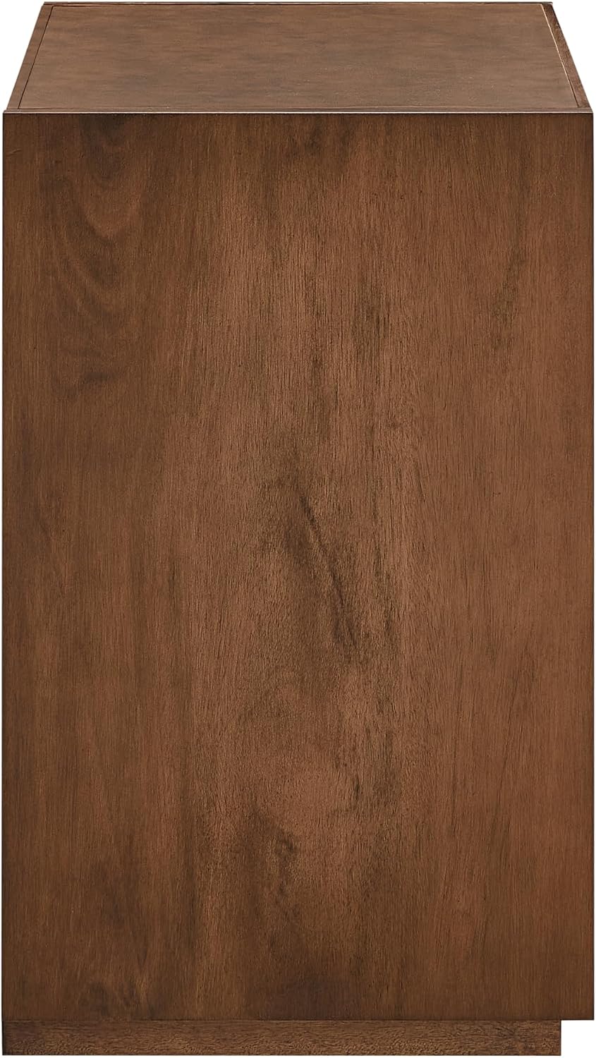 Vegan Leather Top Nightstand or End Table with Two Drawers and Open Shelf, Modern Plinth Base for Bedroom Living Room or Entryway