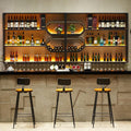 78.7in Large Wall Mounted Wine Rack with LED Light,4-Tiers Liquor Bottles Floating Shelves Display Storage Organizer for Home Bar & Dining Room Decorative (78.7" W x 9.8" D x49.2 H)