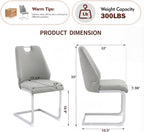 Gray Dining Chairs, Sillas para Comedor, Modern Dining Chairs Set of 6 with Leather,Geometric Tufted Back,Chrome Leg,Ergonomic Design,Easy to Clean,Ideal for Dining Room,Office,Living Room(Gray,6)