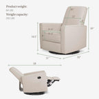 Evolur Raleigh Upholstered Manual Glider Recliner– Rocking & 360° Swivel with Smooth Glide – Greenguard Gold & FSC Certified – Modern Nursery and Living Room Chair in Light Sand