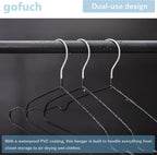 30 Pack Ultra-Thin Metal Hangers, Non-Slip PVC Coated Space Saving Clothes Hangers for Closet, 16 Inch Wide for Suits Dresses Jackets - Black