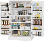 VINGLI 40 Inch White Pantry Cabinet with Doors, Small Kitchen Pantry Storage Cabinet Freestanding, Food Pantry Cabinet with Adjustable Shelves & Door Storage for Kitchen Dining Room Living Room