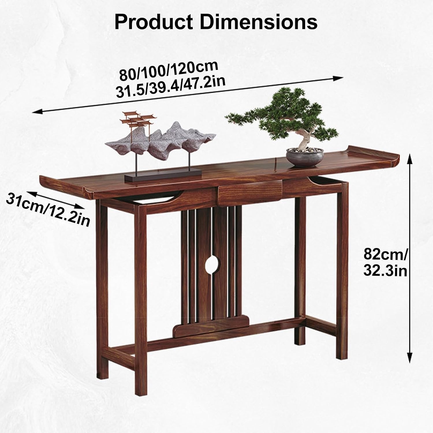 Meditation Altar Table At Home, Buddhist Style Wooden Altar Cabinet, Personal Meditation Cabinet, for Home Shrines Ancestral Halls Temples(80 * 31cm/31.5 * 12.2in)