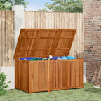 Garden Storage Box Solid Acacia Wood 150x80x75 cm Outdoor Patio Deck Yard Backyard Porch Container Chest Bench with Water-Resistant Bag and Lockable Design for Cushions Tools
