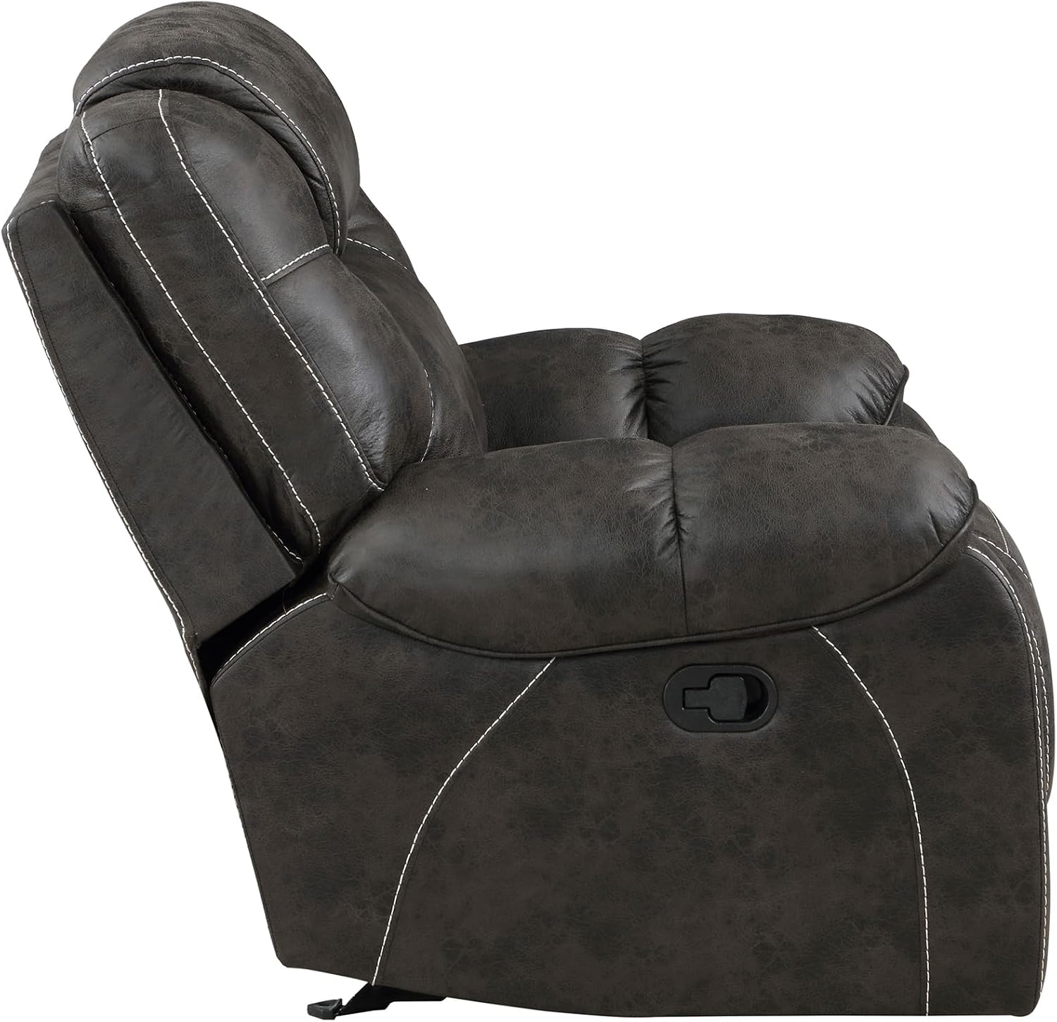 Lexicon Manual Glider Recliner Chair, Polished Microfiber Upholstered Manual Tab Pull Reclining Nursery Chair for Living Room, Pillow Top Armrest, Padded Headrest, Easy Assembly, Chocolate