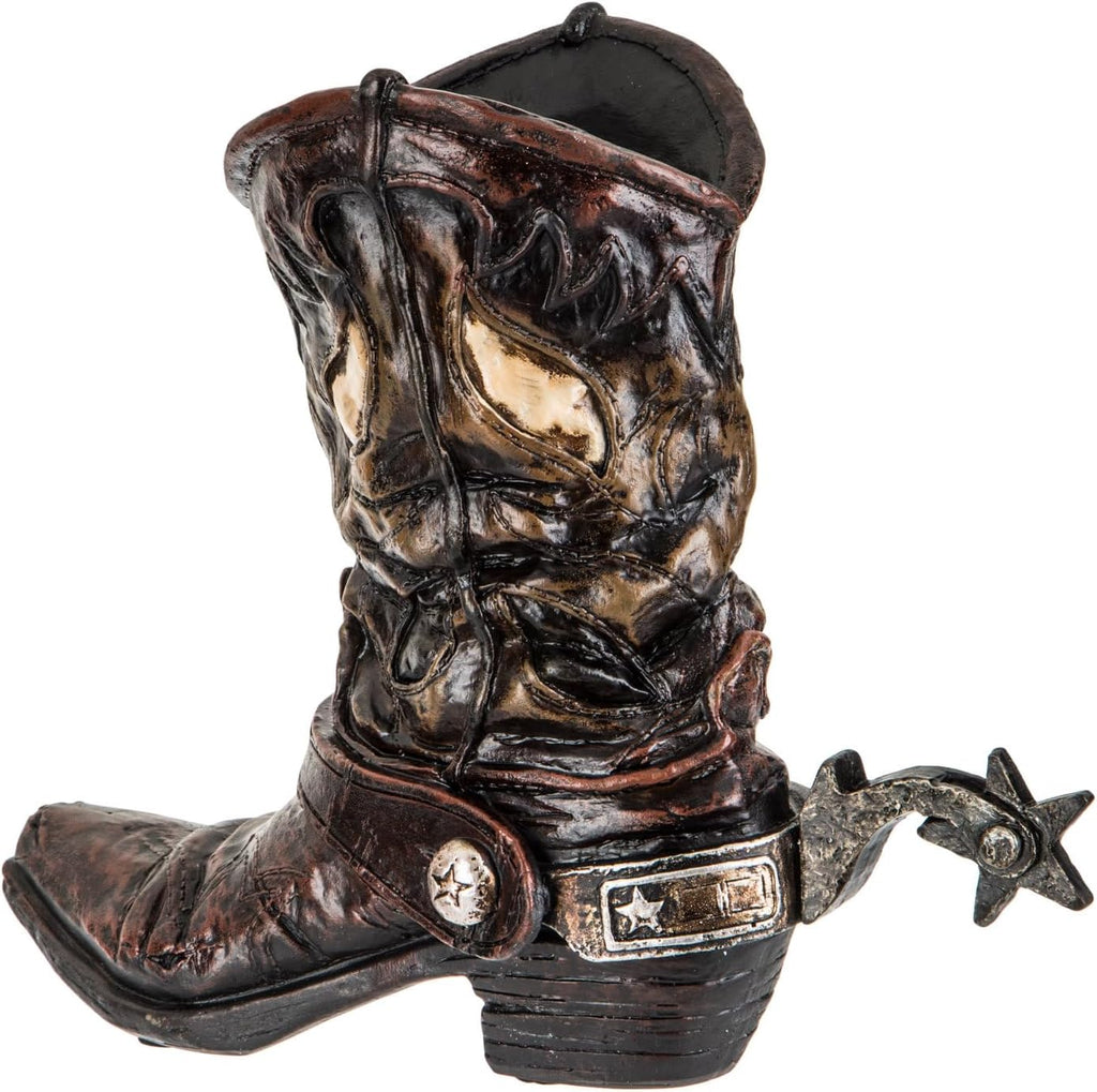 Hobby Lobby Western Star Spur Cowboy Boot Vase, 9.38" H x 10.94" W, Home Office Wedding Centerpiece Rustic Decor
