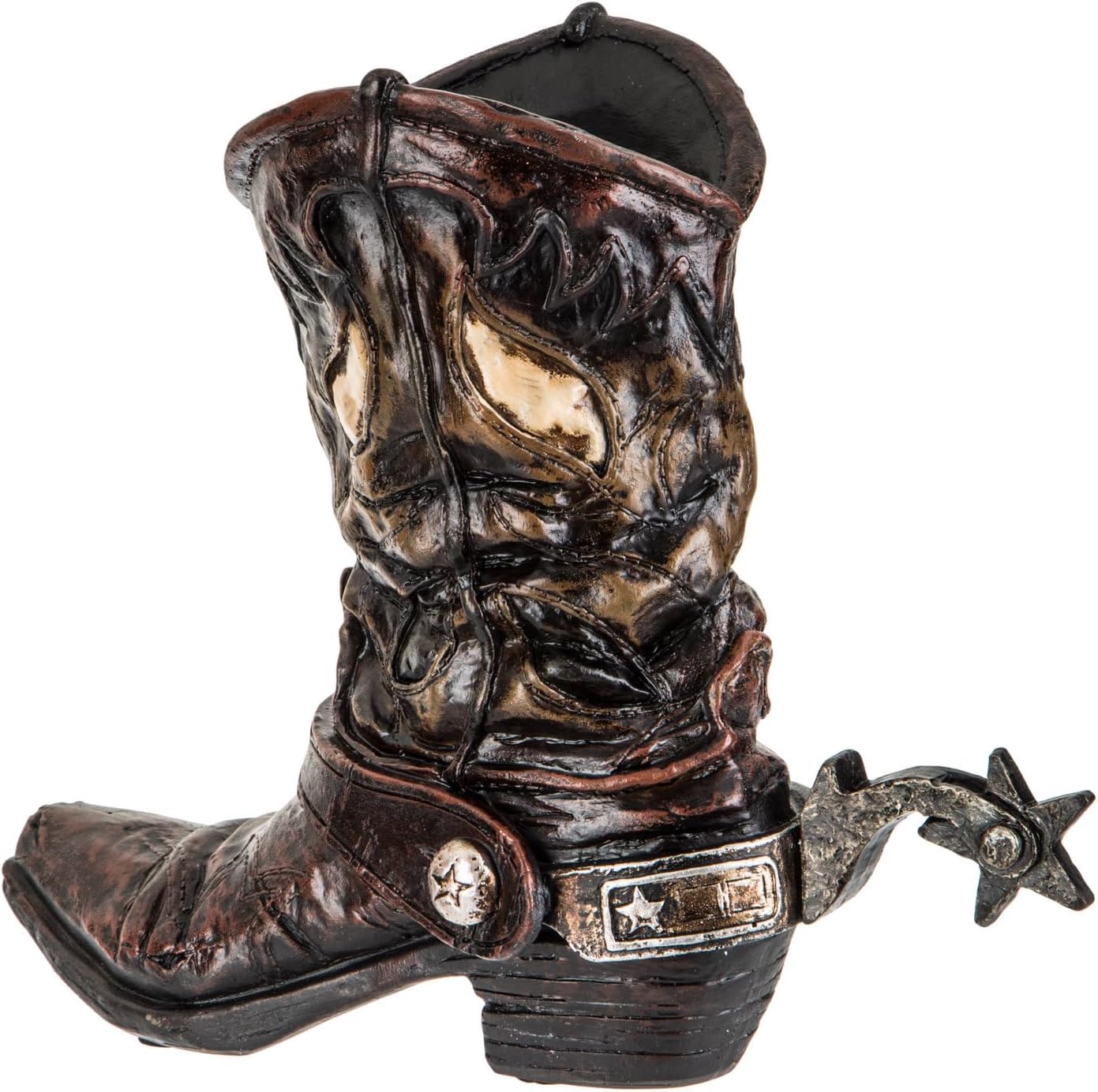 Hobby Lobby Western Star Spur Cowboy Boot Vase, 9.38" H x 10.94" W, Home Office Wedding Centerpiece Rustic Decor