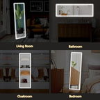Full Length Mirror with LED Lights, 65x21 Inch Lighted Floor Mirror with Dimmer & 3 Color Modes, Standing Full Body Mirror for Bedroom or Dressing Room, White