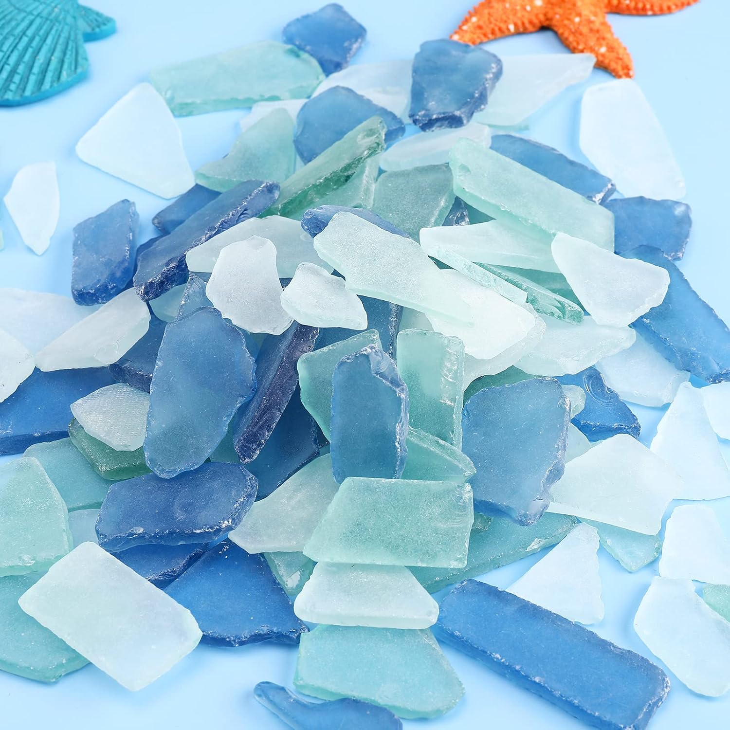 Patelai 48 oz Cobalt Blue Sea Glass Bulk Tumbled Crushed Vase Filler Frosted Seaglass Pieces for Beach Wedding Party Decor Home Decor Aquarium Ornament DIY Craft Supplies(48 oz)